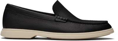 Hugo Boss Black Logo-detail Tumbled Leather Loafers