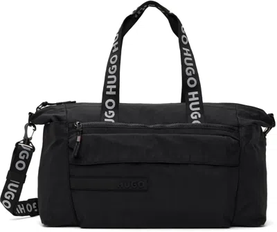 Hugo Boss Black Logo Patch Duffle Bag In 001-black
