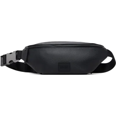 Hugo Boss Black Logo Patch Grained Belt Bag In 002-black