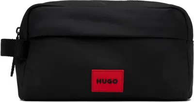 Hugo Boss Black Logo Patch Toiletry Pouch In 002-black