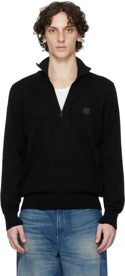HUGO BOSS BLACK LOGO-PATCH ZIP-NECK SWEATSHIRT