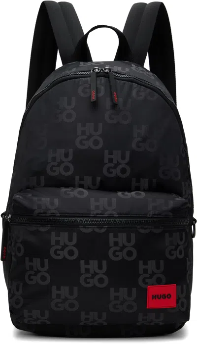 Hugo Boss Black Logo Pattern Backpack In 004-black
