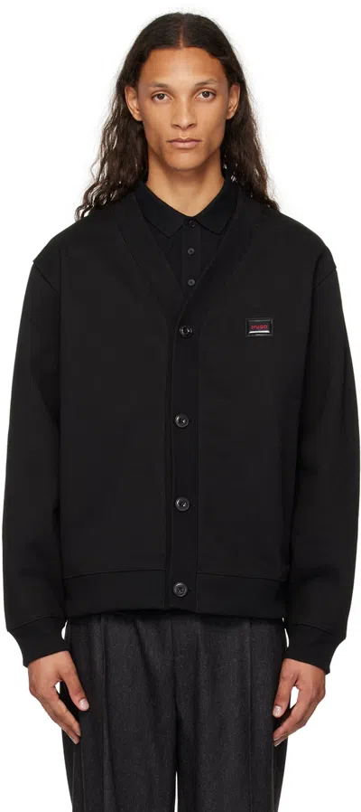 Hugo Boss Black Logo Plaque Cardigan In 001-black