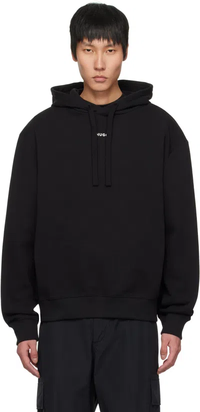 HUGO BOSS BLACK LOGO PRINT COTTON-TERRY HOODIE