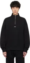 Hugo Boss Black Logo Print Cotton-terry Zip-neck Sweatshirt In 001-black