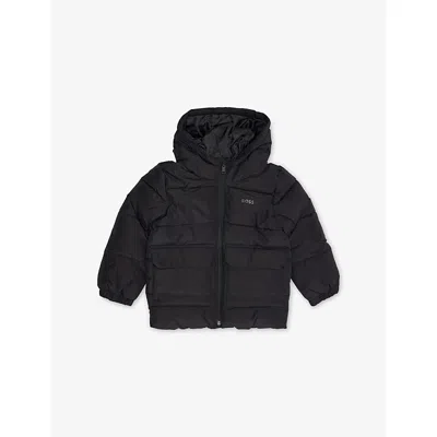Hugo Boss Kids' Black Logo-print Quilted Shell Puffer Jacket 4-16