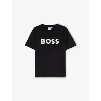 Hugo Boss Kids' Black Logo-print Short-sleeved Cotton T-shirt 4-16
