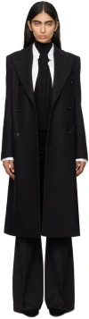 Hugo Boss Black Long-length Twill Coat In 001 Black