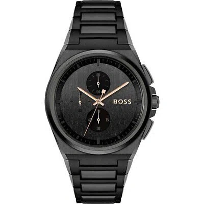 Pre-owned Hugo Boss Black Mens Chronograph Watch Steer 1514068