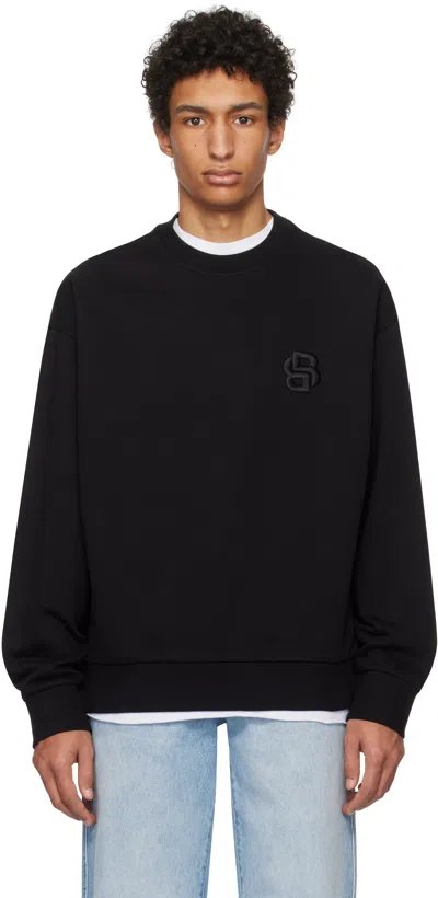 Hugo Boss Black Mercerized Cotton Sweatshirt In 001-black