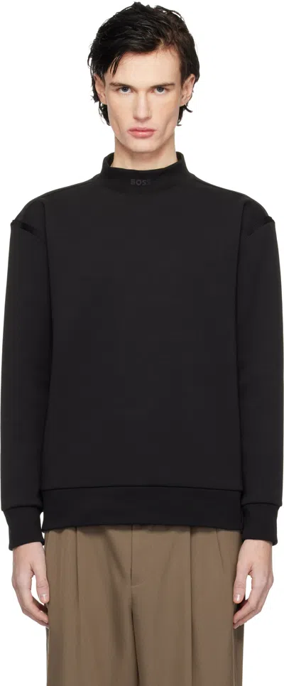 Hugo Boss Black Mock Neck Sweatshirt In 001-black
