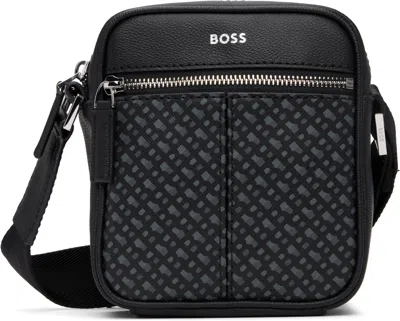 Hugo Boss Black Monogram Reporter Bag In 001-black