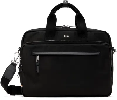 Hugo Boss Black Multi-pocket Briefcase In 001-black