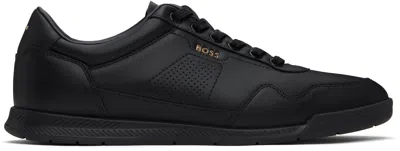 Hugo Boss Black Nappa-leather Trainers In 005-black