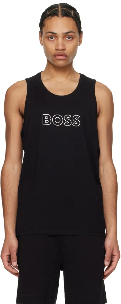 Hugo Boss Black Outline Tank Top In 001-black