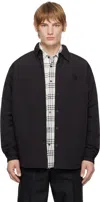 Hugo Boss Black Padded Stacked-logo Badge Overshirt In 001-black