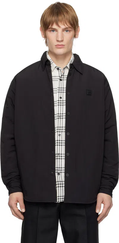 Hugo Boss Black Padded Stacked-logo Badge Overshirt In 001-black