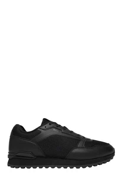 Hugo Boss Black Parkour L Runn Leather Mesh Polyester Sneakers In Multi