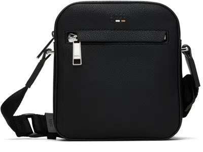 Hugo Boss Black Grained Faux-leather Reporter Bag In 001-black
