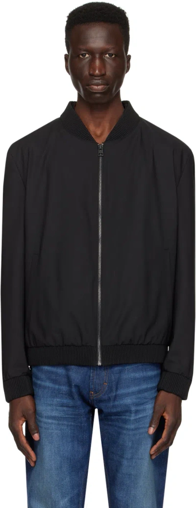 Hugo Boss Black Plaque Bomber Jacket In 001-black