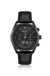 Hugo Boss Black-plated Chronograph Watch With Perforated Leather Strap Men's Watches In Assorted-pre-pack