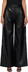 HUGO BOSS BLACK PLEAT-FRONT RELAXED-FIT FAUX-LEATHER TROUSERS