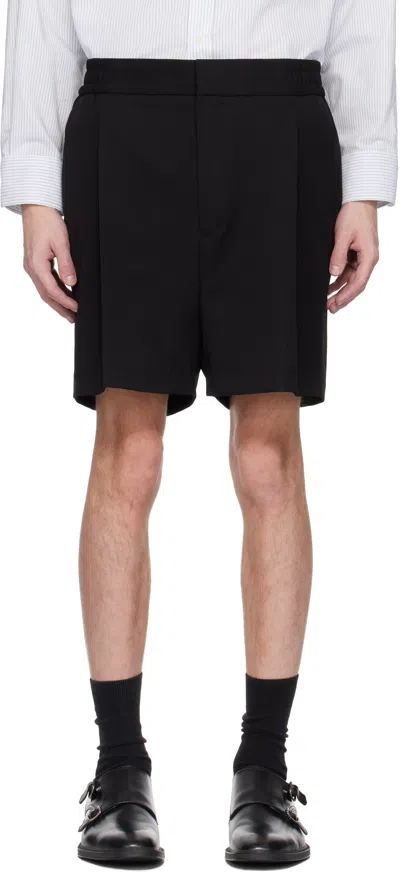 Hugo Boss Black Pleated Shorts In 001-black
