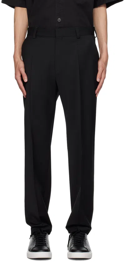 Hugo Boss Black Pleated Trousers In 001- Black