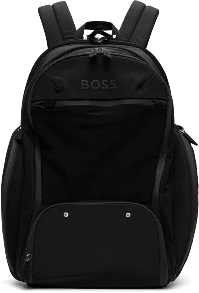 Hugo Boss Black Polished Hardware Backpack In 001-black