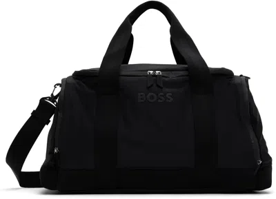 Hugo Boss Black Polished Hardware Holdall Duffle Bag In 001-black