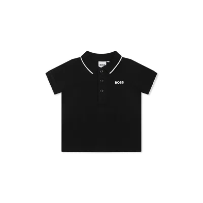 HUGO BOSS BLACK POLO SHIRT FOR BABY BOY WITH LOGO