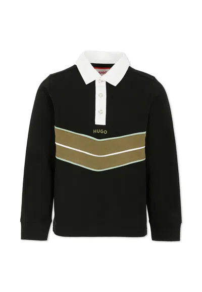 Hugo Boss Kids' Black Polo Shirt For Boy With Logo