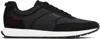 Hugo Boss Retro-inspired Trainers With Faux-leather Trims In Black