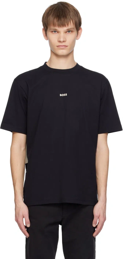 Hugo Boss Black Printed T-shirt In 001-black