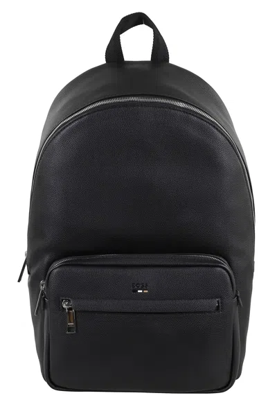Hugo Boss Black Ray Double-zipper Leather Backpack