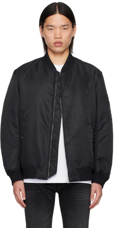 Hugo Boss Black Recycled Nylon Bomber Jacket In 001