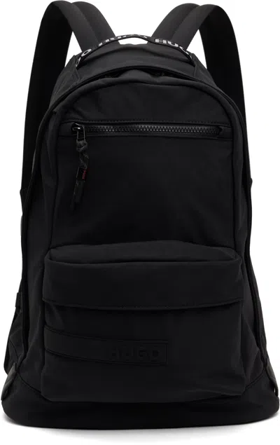 Hugo Boss Black Recycled Nylon Canvas Backpack In 001-black