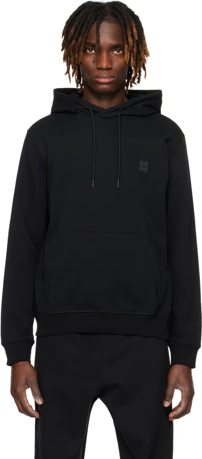 Hugo Boss Black Regular-fit Hoodie In 001-black
