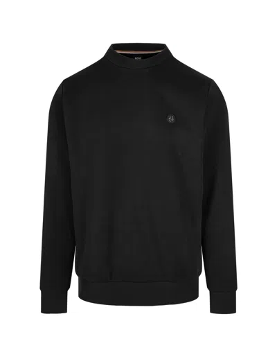 Hugo Boss Cotton-terry Regular-fit Sweatshirt With Double Monogram In Black