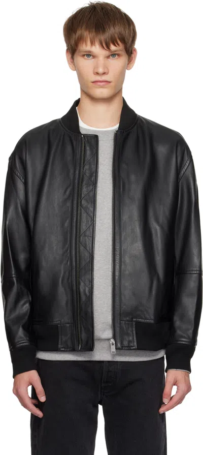 Hugo Boss Black Regular-fit Textured Leather Jacket