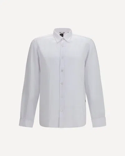 Hugo Boss Black Regular-fit Linen Shirt In White