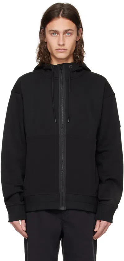 Hugo Boss Black Relaxed-fit Hoodie In 001-black