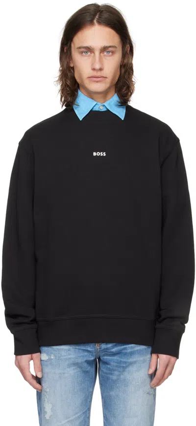 Hugo Boss Black Relaxed-fit Sweatshirt In 001-black