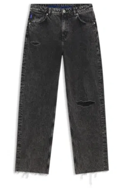 Hugo Boss Black Relaxed-fit Jeans In Rigid Denim
