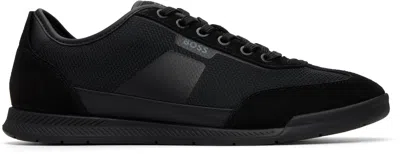 Hugo Boss Black Ridged Outsole Mixed-material Sneakers