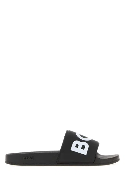 HUGO BOSS BLACK RUBBER SLIPPERS