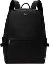Hugo Boss Black Saffiano Leather Backpack In 001-black
