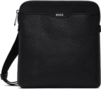 Hugo Boss Black Saffiano Leather Bag In 001-black