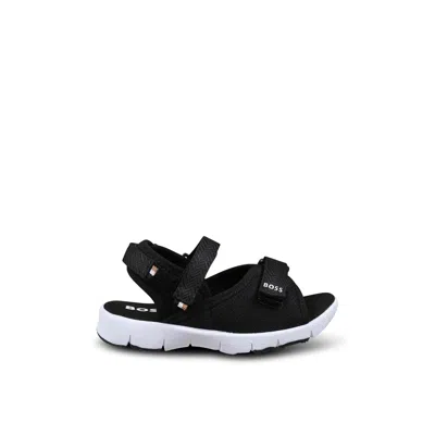 Hugo Boss Kids' Black Sandals For Boy With Logo