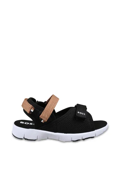 Hugo Boss Kids' Black Sandals For Boy With Logo